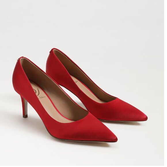 Sam Edelman Kitten Pump Shoes - Satin Red- Size 5.5 - Picture 14 of 15